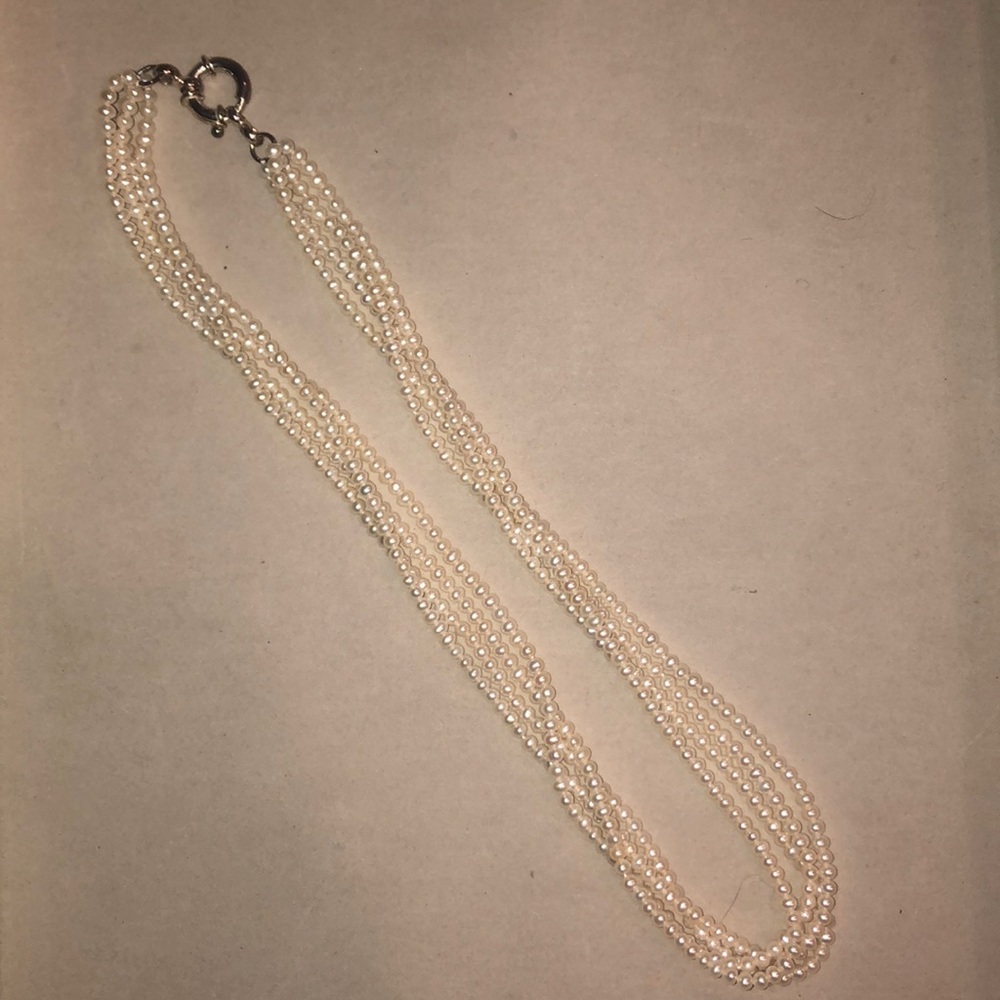 Pearl 4-strand pearl necklace- silver closure